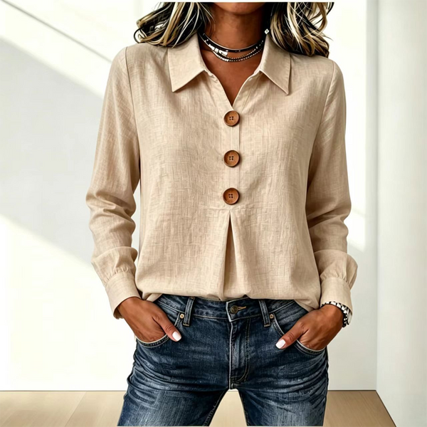 Blusa donna con colletto classico e bottoni