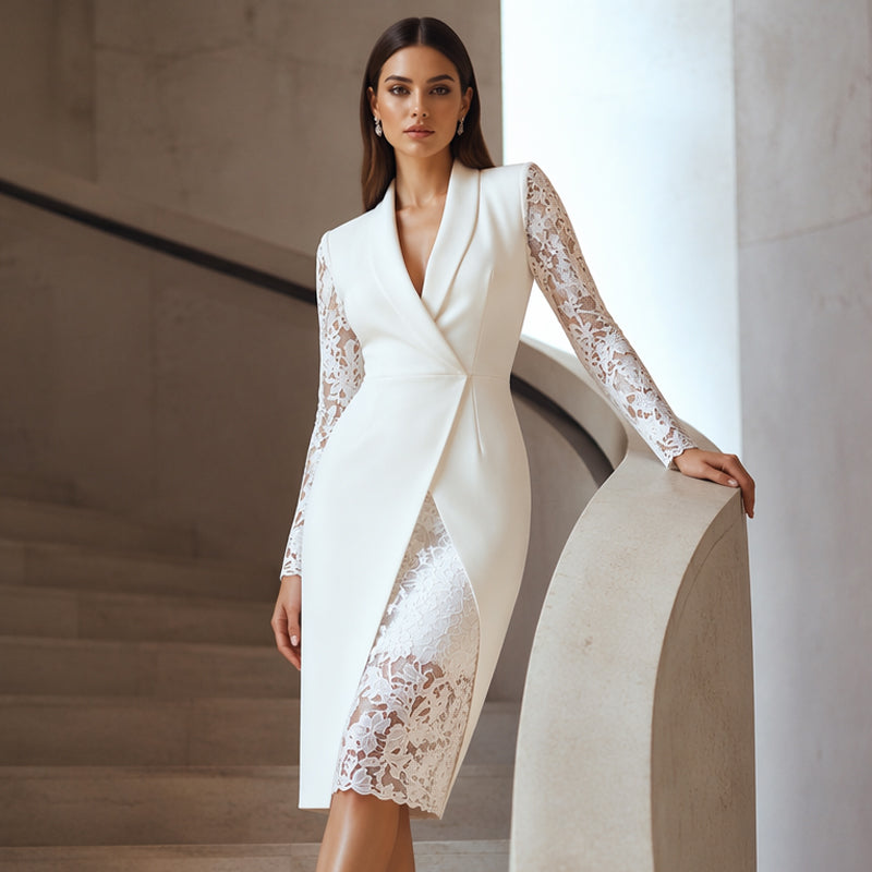 Abito donna elegante con maniche in pizzo