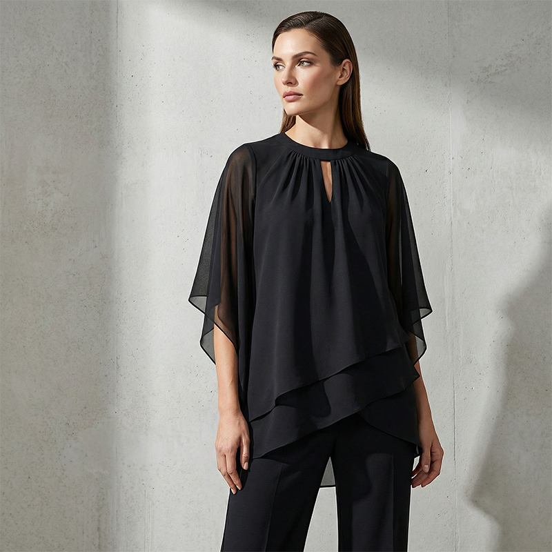 Completo donna elegante asimmetrico con pantaloni ampi