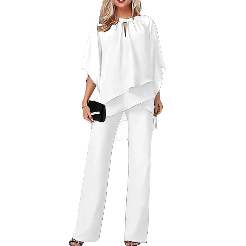 Completo donna elegante asimmetrico con pantaloni ampi