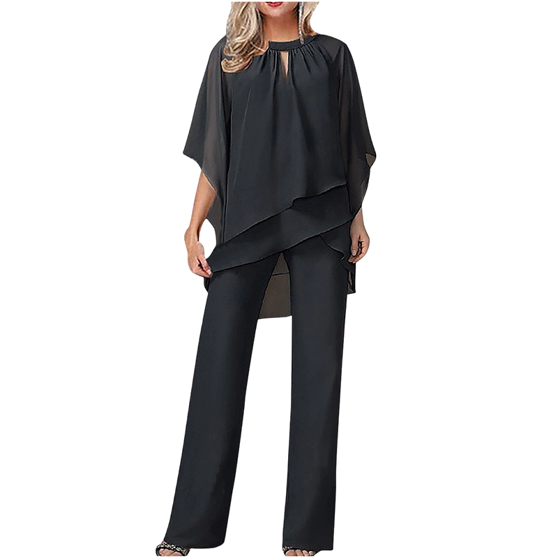 Completo donna elegante asimmetrico con pantaloni ampi