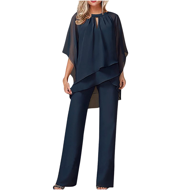 Completo donna elegante asimmetrico con pantaloni ampi