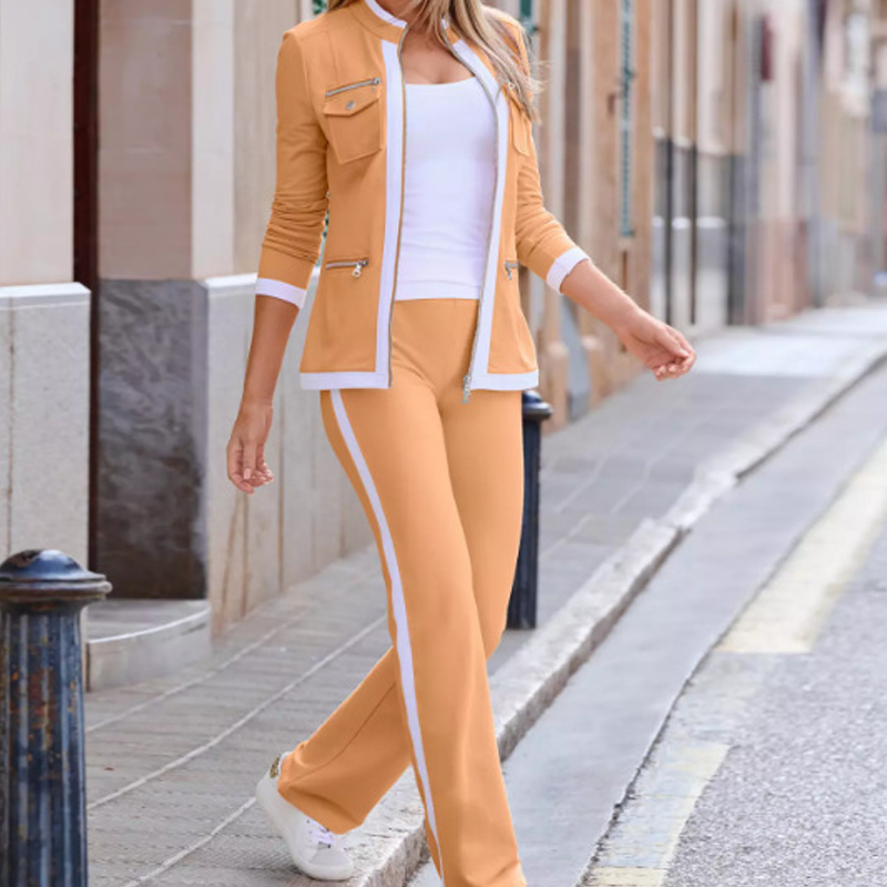 Completo donna due pezzi con giacca strutturata e pantaloni dritti
