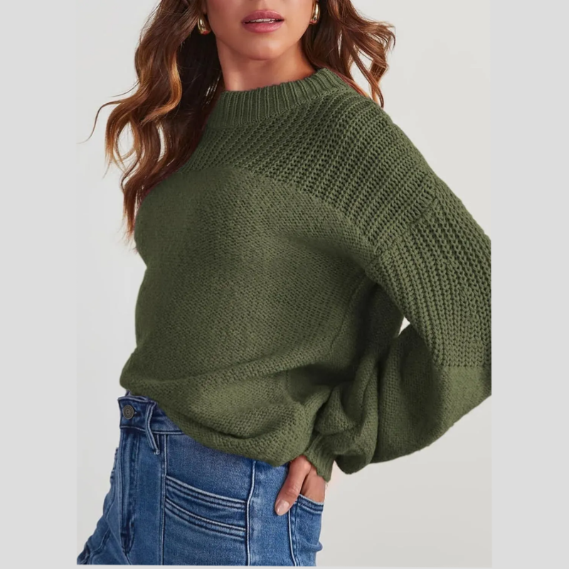 Maglione donna oversize in maglia con girocollo e maniche lunghe
