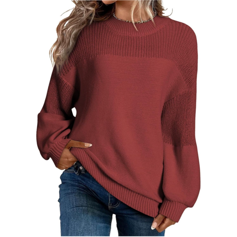 Maglione donna oversize in maglia con girocollo e maniche lunghe