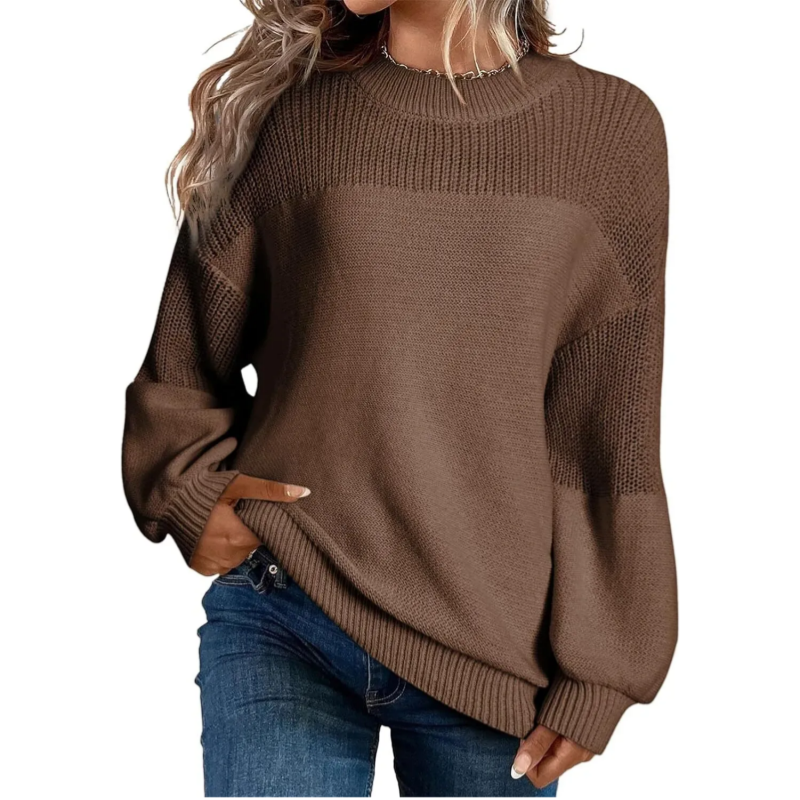 Maglione donna oversize in maglia con girocollo e maniche lunghe