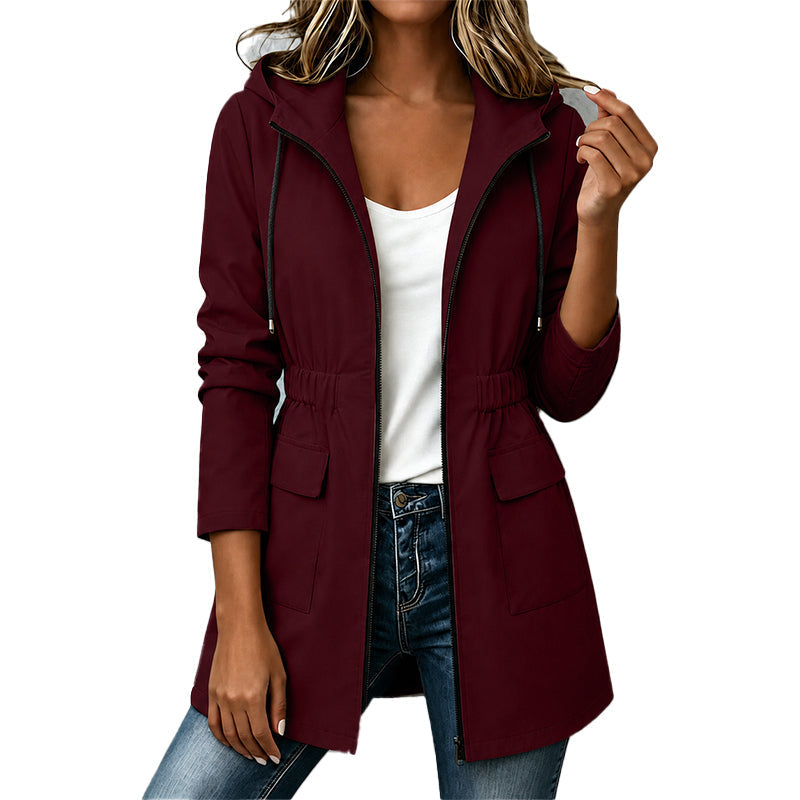 Giacca donna con cappuccio e zip a vita sagomata