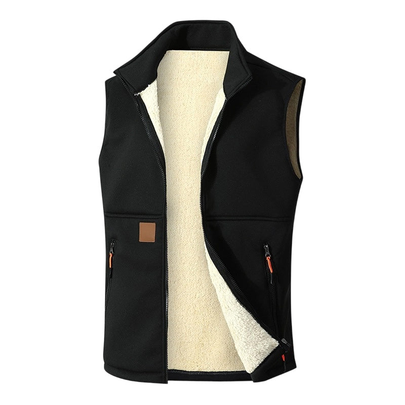 Gilet unisex invernale con fodera sherpa e tasche con zip