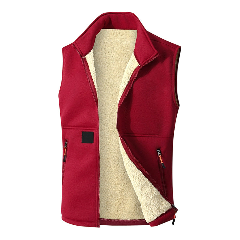 Gilet unisex invernale con fodera sherpa e tasche con zip