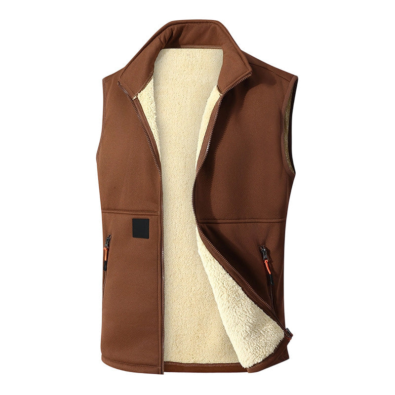 Gilet unisex invernale con fodera sherpa e tasche con zip