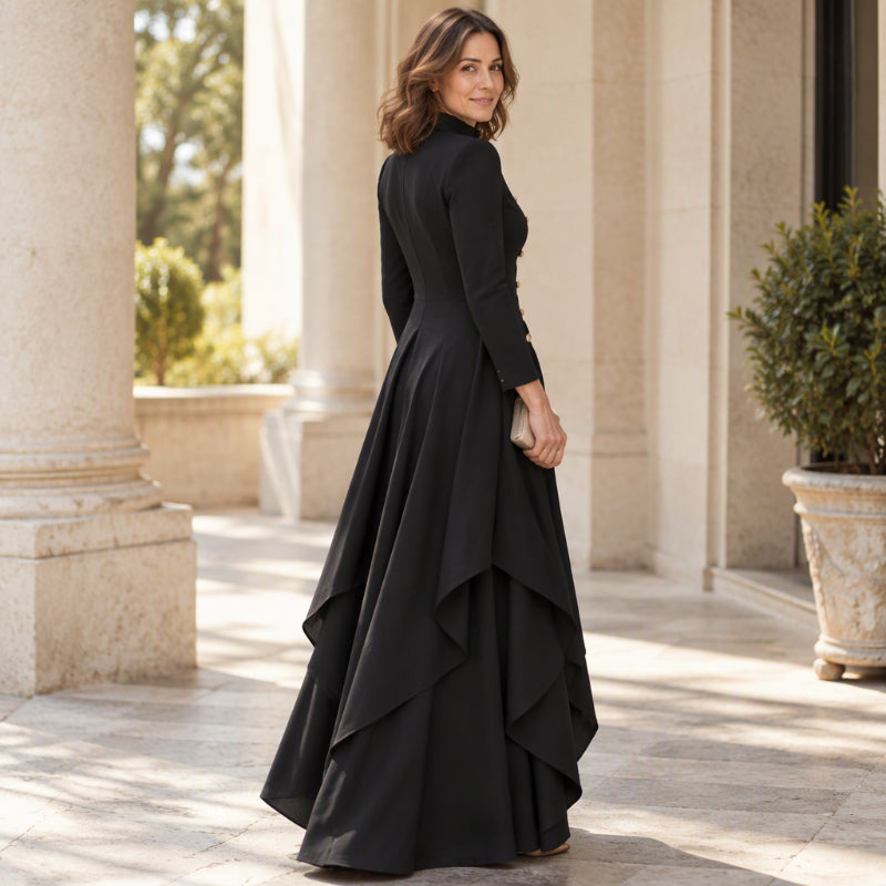 Completo tailleur donna con tunica lunga e pantaloni larghi