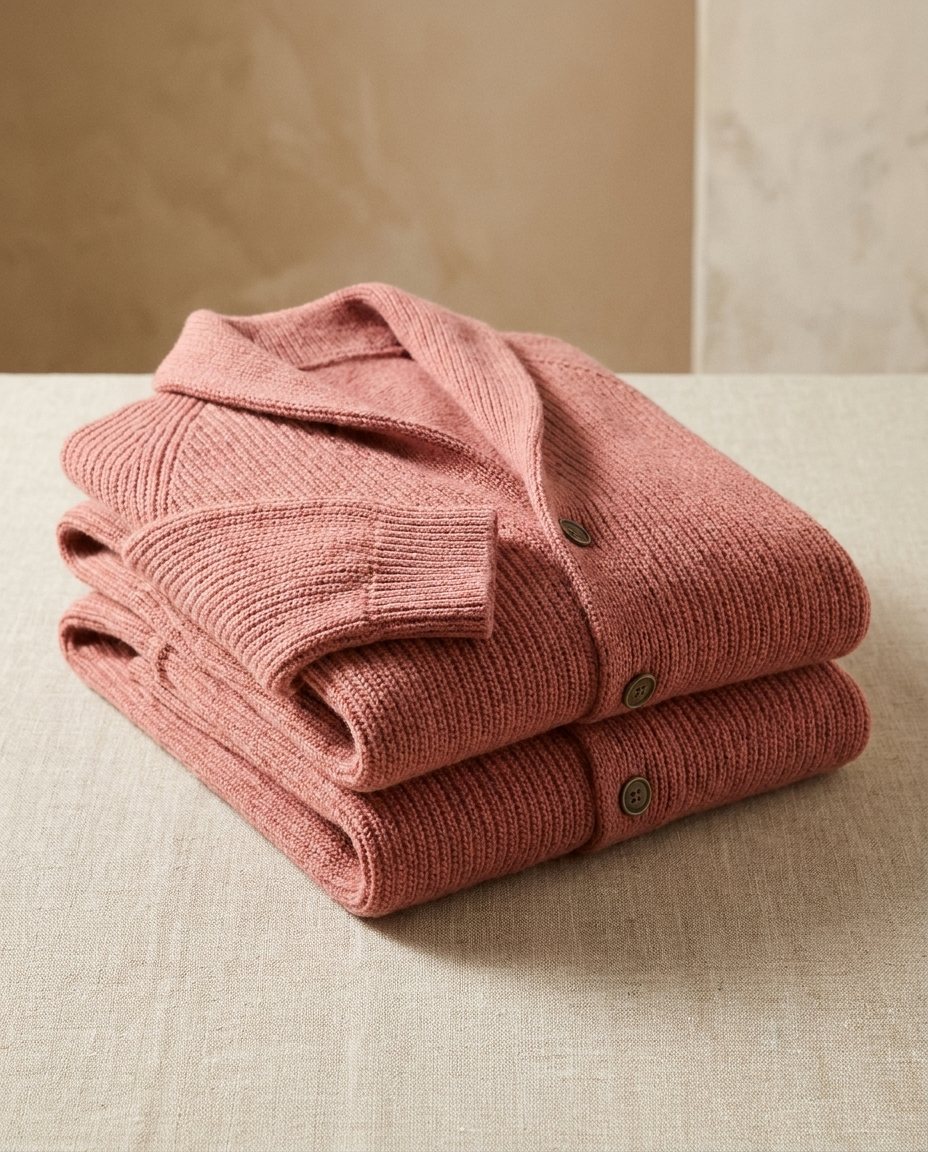 Cardigan uomo in maglia a coste con collo a scialle e bottoni
