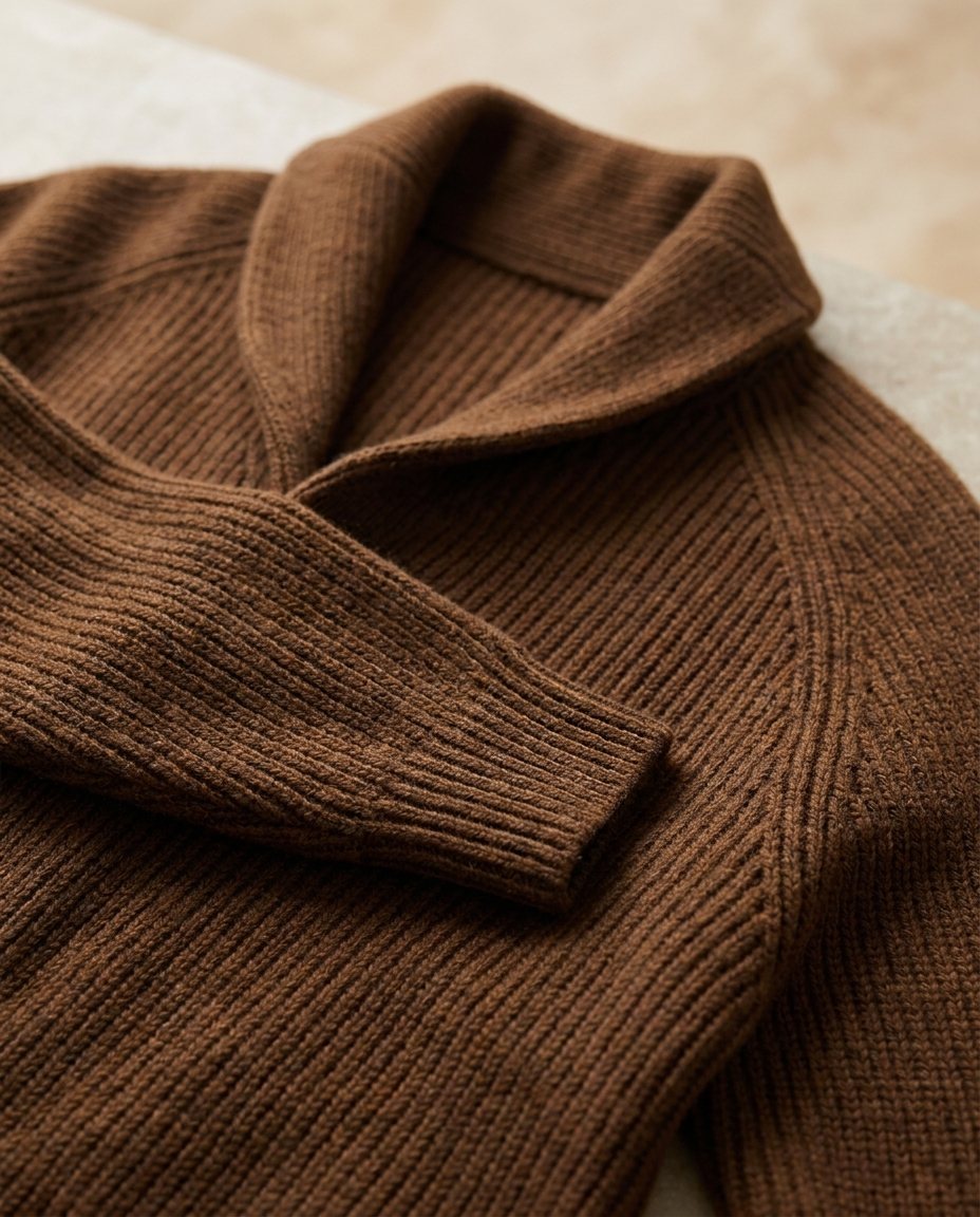 Cardigan uomo in maglia a coste con collo a scialle e bottoni