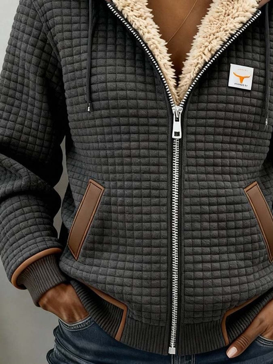 Giacca donna trapuntata con cappuccio e fodera in sherpa