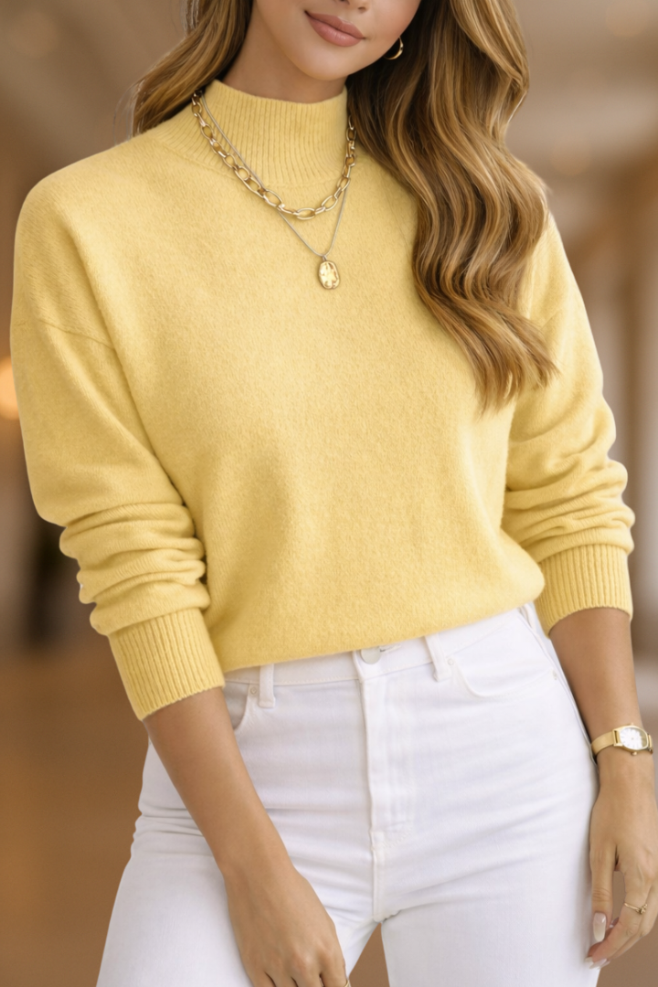Maglione donna in maglia morbida con collo alto